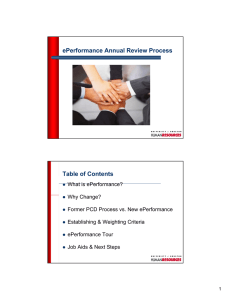 ePerformance Annual Review Process Table of Contents