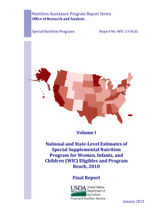 Volume I  National and State-Level Estimates of Special Supplemental Nutrition
