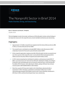 The Nonprofit Sector in Brief 2014 Public Charities, Giving, and Volunteering