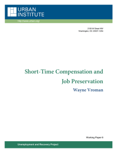 Short-Time Compensation and Job Preservation Wayne Vroman