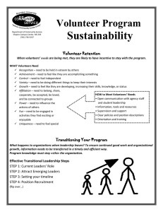 Sustainability Volunteer Program  Volunteer Retention