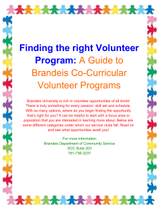 A Guide to Brandeis Co-Curricular Volunteer Programs