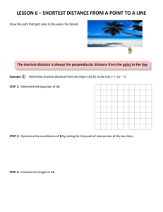 LESSON 6 – SHORTEST DISTANCE FROM A POINT TO A...  The shortest distance is always the perpendicular distance from the... .