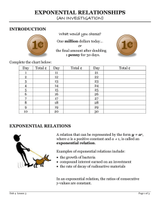 EXPONENTIAL RELATIONSHIPS (AN INVESTIGATION)  INTRODUCTION