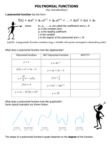 POLYNOMIAL FUNCTIONS f(x) = a x + a