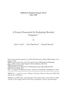 A Formal Framework for Evaluating Heuristic Programs DIMACS Technical Report 95-27 July 1995