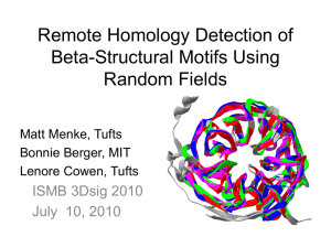 Remote Homology Detection of Beta-Structural Motifs Using Random Fields ISMB 3Dsig 2010