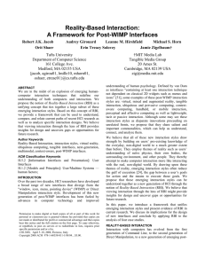 Reality-Based Interaction: A Framework for Post-WIMP Interfaces