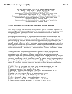 Extreme Teams: A Training Needs Analysis for Long-duration Spaceflight K. Smith-Jentsch,