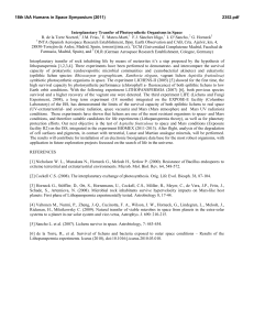Interplanetary Transfer of Photosynthetic Organisms in Space J.M. Frías, E. Mateo-Martí,