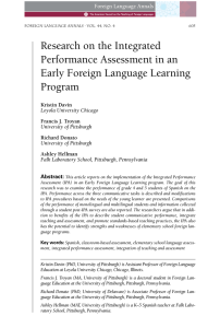 Research on the Integrated Performance Assessment in an Early Foreign Language Learning Program