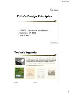 Tufte’s Design Principles Today’s Agenda CS 7450 - Information Visualization September 17, 2012