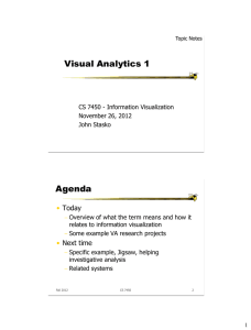 Visual Analytics 1 Agenda • Today