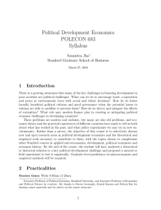 Political Development Economics POLECON 683 Syllabus 1