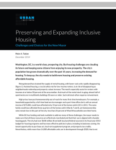 Preserving and Expanding Inclusive Housing Challenges and Choices for the New Mayor