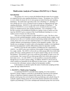 Multivariate Analysis of Variance (MANOVA): I. Theory Introduction