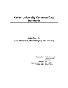 Xavier University Common Data Standards Guidelines for
