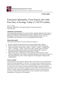 Franciscan Spirituality: From Francis, the Little Course plan