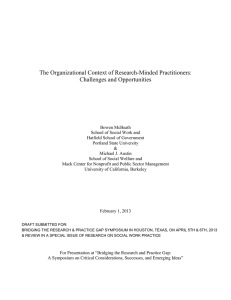 The Organizational Context of Research-Minded Practitioners: Challenges and Opportunities