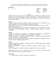 BASICS OF INDUSTRIAL SOCIOLOGY, ECONOMICS AND MANAGEMENT HUM-201-E Unit-I L