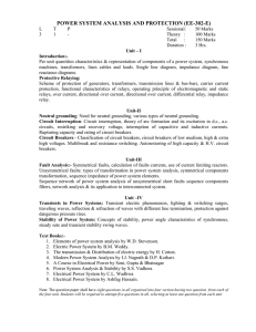 POWER SYSTEM ANALYSIS AND PROTECTION (EE-302-E)