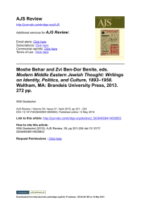 AJS Review Moshe Behar and Zvi Ben-Dor Benite, eds. 272 pp.