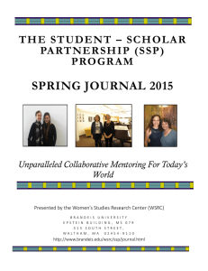 SPRING JOURNAL 2015 THE STUDENT  – SCHOLAR PARTNERSHIP (SSP) PROGRAM