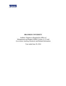 BRANDEIS UNIVERSITY Auditors’ Reports as Required by Office of