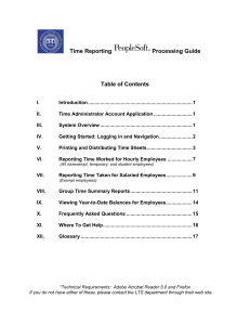 Time Reporting Processing Guide Table of Contents