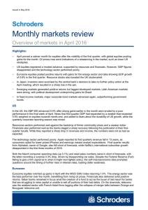 Monthly markets review Schroders Overview of markets in April 2016