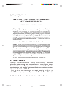 DIAGNOSTIC OF PRELIMINARY BREAKDOWN IN AN ARTIFICIAL THUNDERCLOUDS NORIAH BIDIN &amp; PANGERAN MADIA