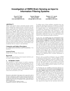 Investigation of fNIRS Brain Sensing as Input to Information Filtering Systems
