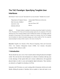 The TAC Paradigm: Specifying Tangible User Interfaces