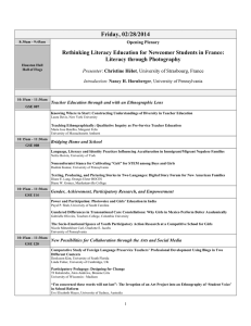 Friday, 02/28/2014 Rethinking Literacy Education for Newcomer Students in France: