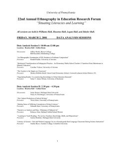 22nd Annual Ethnography in Education Research Forum “Situating Literacies and Learning”