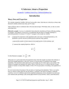 9: Inference About a Proportion Introduction Binary Data and Proportions