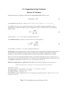 11: Comparing Group Variances Review of Variance !