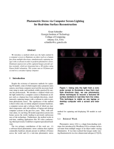 Photometric Stereo via Computer Screen Lighting for Real-time Surface Reconstruction