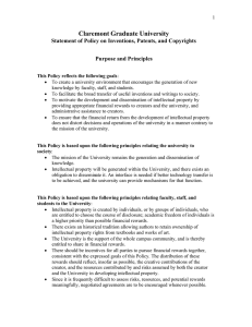 Claremont Graduate University Statement of Policy on Inventions, Patents, and Copyrights