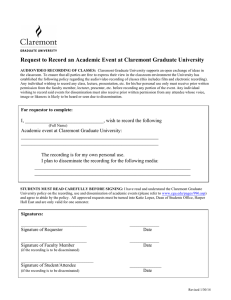 Request to Record an Academic Event at Claremont Graduate University