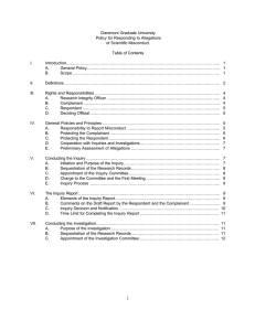 Claremont Graduate University Policy for Responding to Allegations of Scientific Misconduct