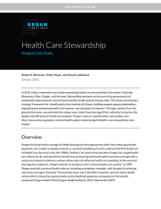 Health Care Stewardship Oregon Case Study January 2016