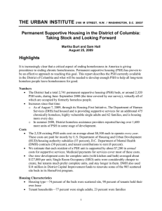 THE URBAN INSTITUTE Permanent Supportive Housing in the District of Columbia: Highlights