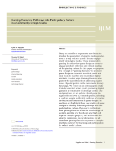 IJLM Gaming Fluencies: Pathways into Participatory Culture in a Community Design Studio