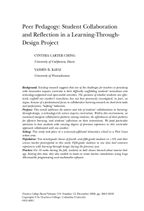 Peer Pedagogy: Student Collaboration and Reflection in a Learning-Through- Design Project