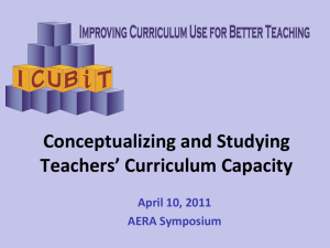 Conceptualizing and Studying Teachers’ Curriculum Capacity April 10, 2011 AERA Symposium
