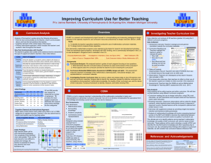 Improving Curriculum Use for Better Teaching Overview Curriculum Analysis