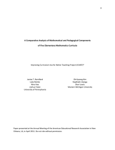   A Comparative Analysis of Mathematical and Pedagogical Components   of Five Elementary Mathematics Curricula 