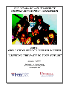 “LIGHTING THE PATH TO YOUR FUTURE” THE DELAWARE VALLEY MINORITY