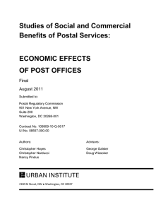 Studies of Social and Commercial Benefits of Postal Services:  ECONOMIC EFFECTS